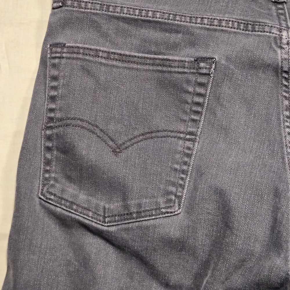 Levis 513 Jeans Mens 36x30 Black Dark Wash Slim Straight Stretch Denim Pants - Picture 14 of 16
